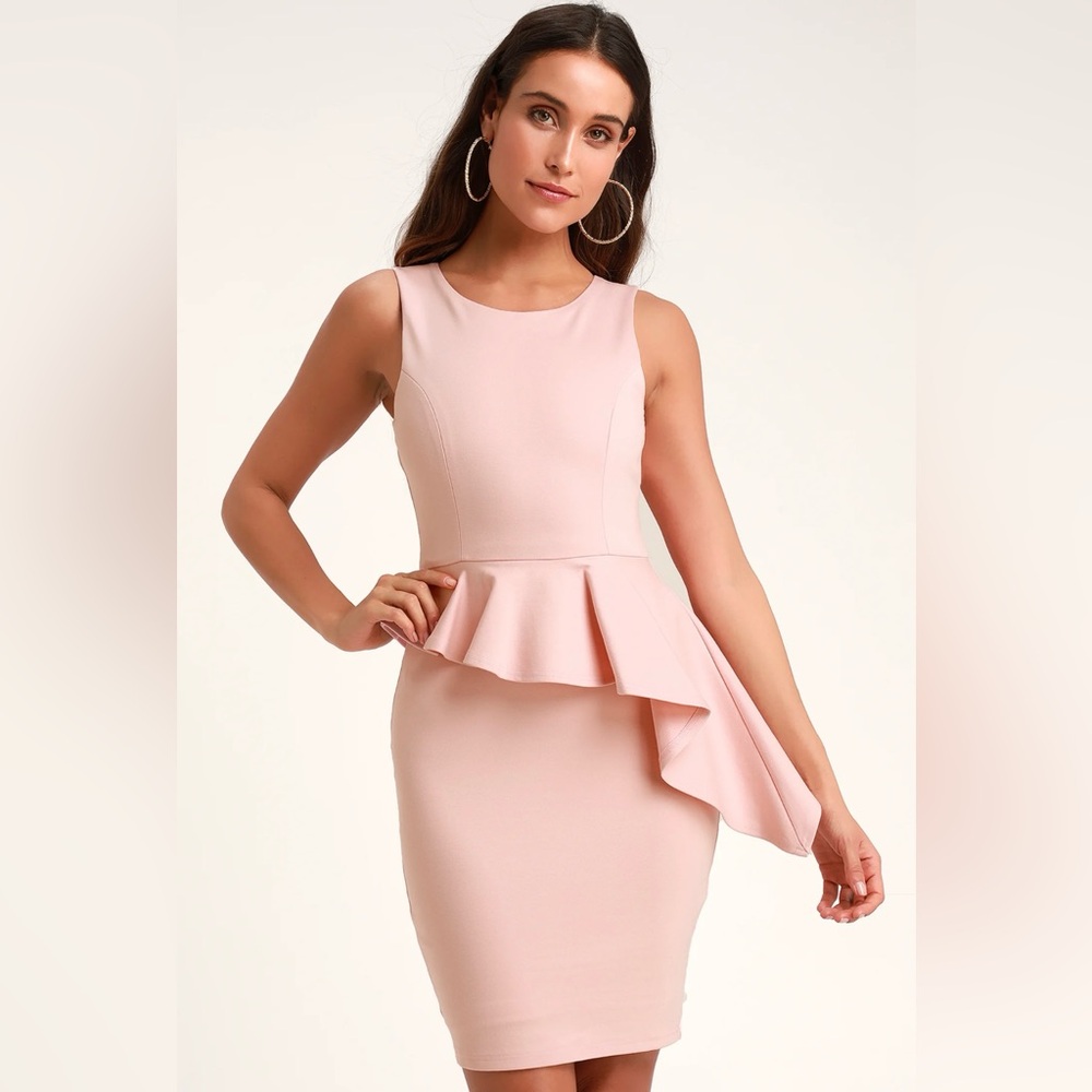 Lulus Pink Sleeveless Peplum Dress